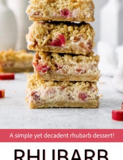 Pinterest image for rhubarb cream cheese bars