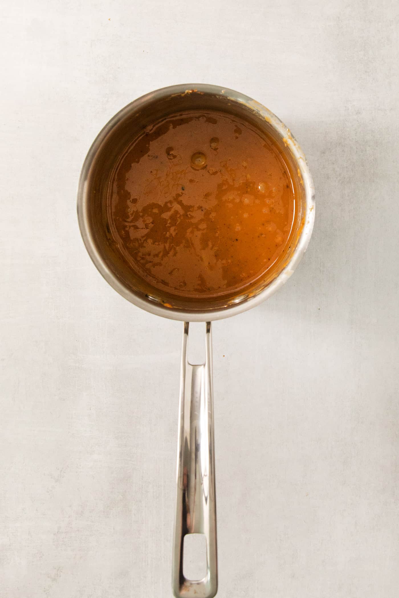 Making caramel in a pot.