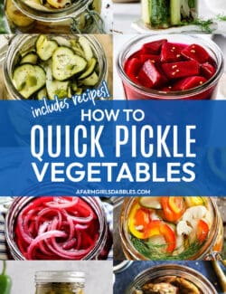 Pinterest image for how to quick pickle vegetables