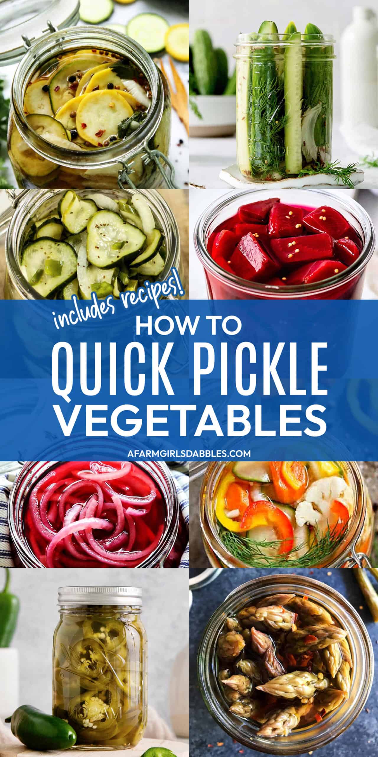 Pinterest image for how to quick pickle vegetables