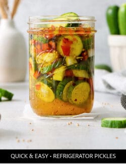 Pinterest image for sweet & spicy pickles