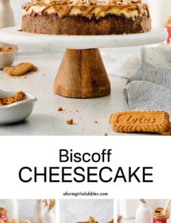 Pinterest image for Biscoff cheesecake