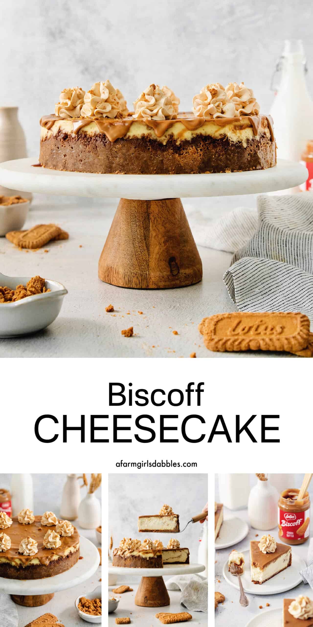 Pinterest image for Biscoff cheesecake