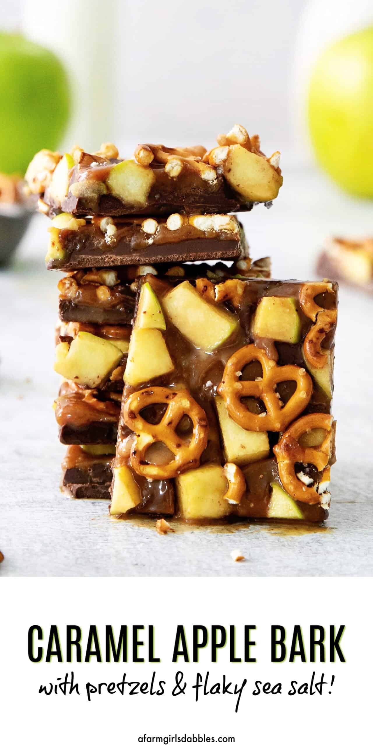 Pinterest image for caramel apple bark