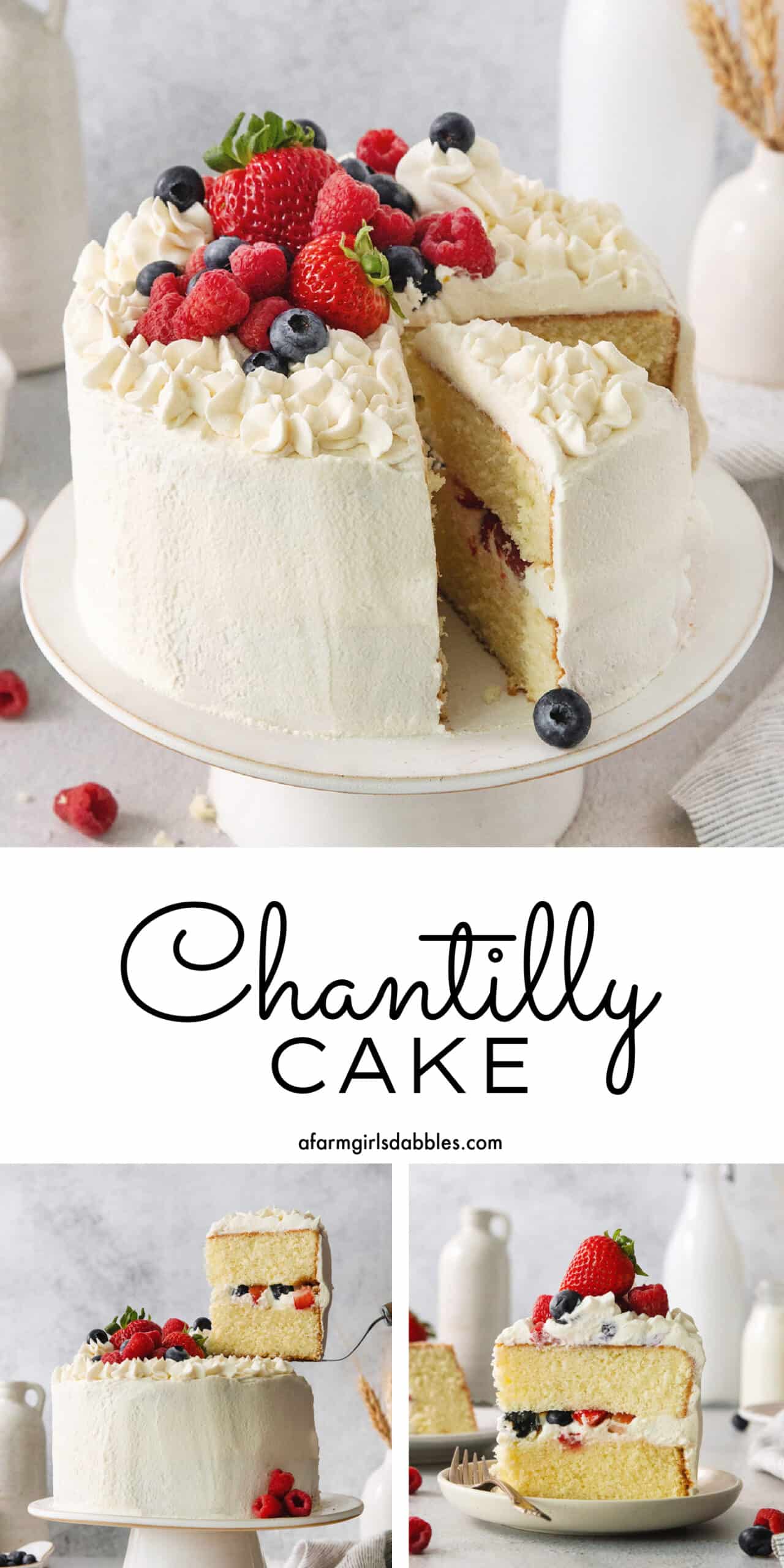 Pinterest image for Chantilly Cake