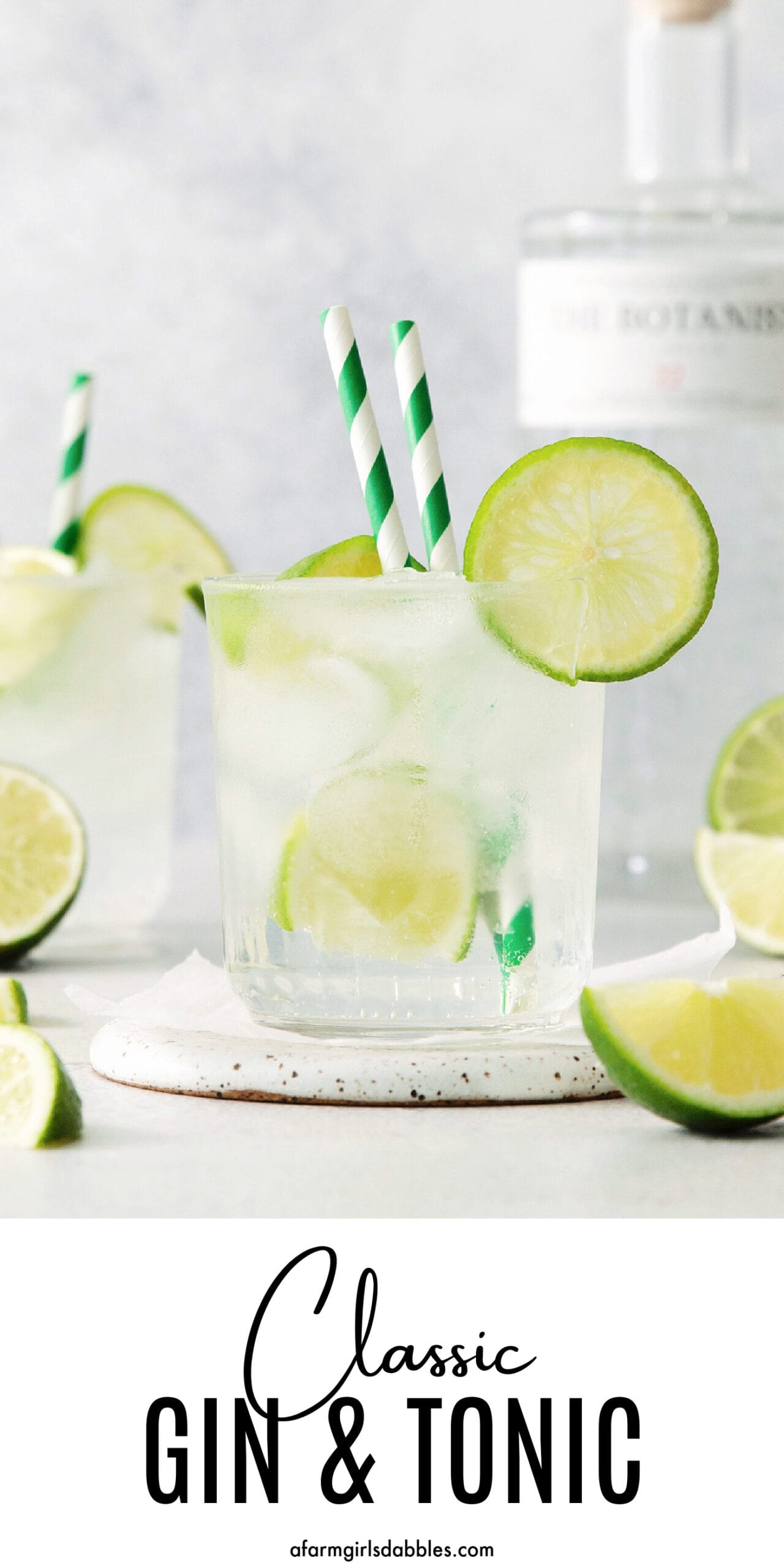 Pinterest image for classic gin and tonic cocktail