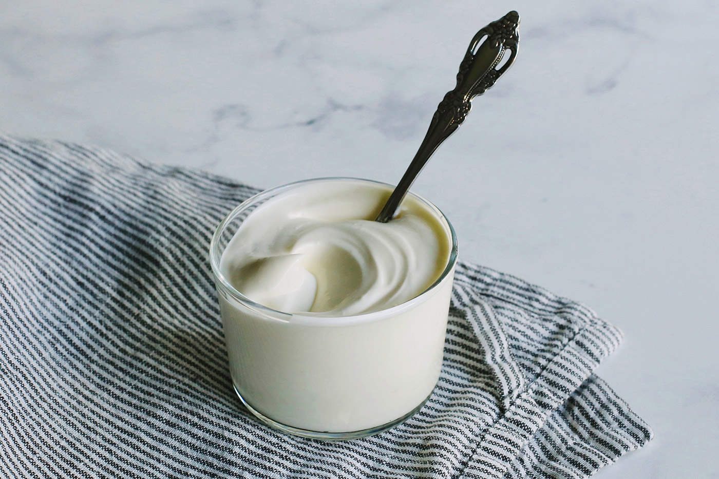 creme fraiche in a small clear cup