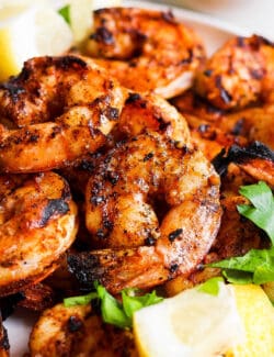 close-up photo of shrimp from the grill