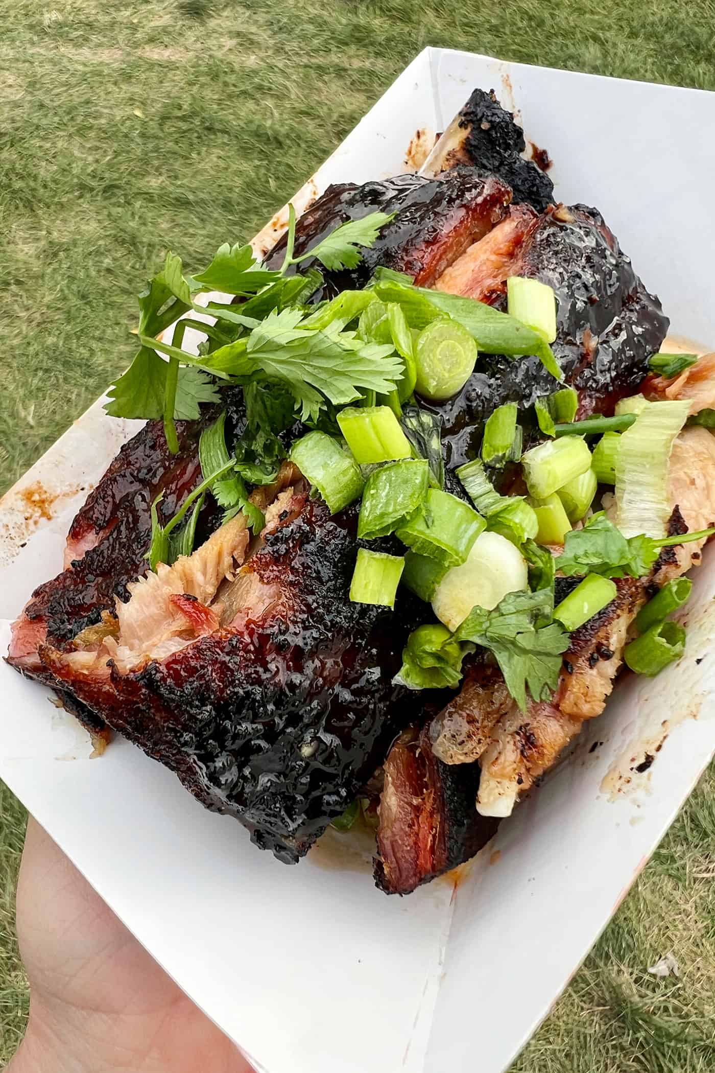 ribs in a white paper serving boat