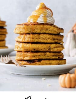 Pinterest image for pumpkin pancakes