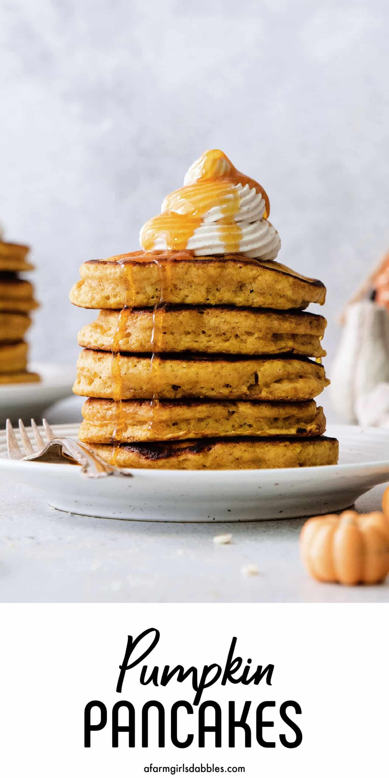 Pinterest image for pumpkin pancakes