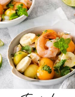 Pinterest image for tropical shrimp salad