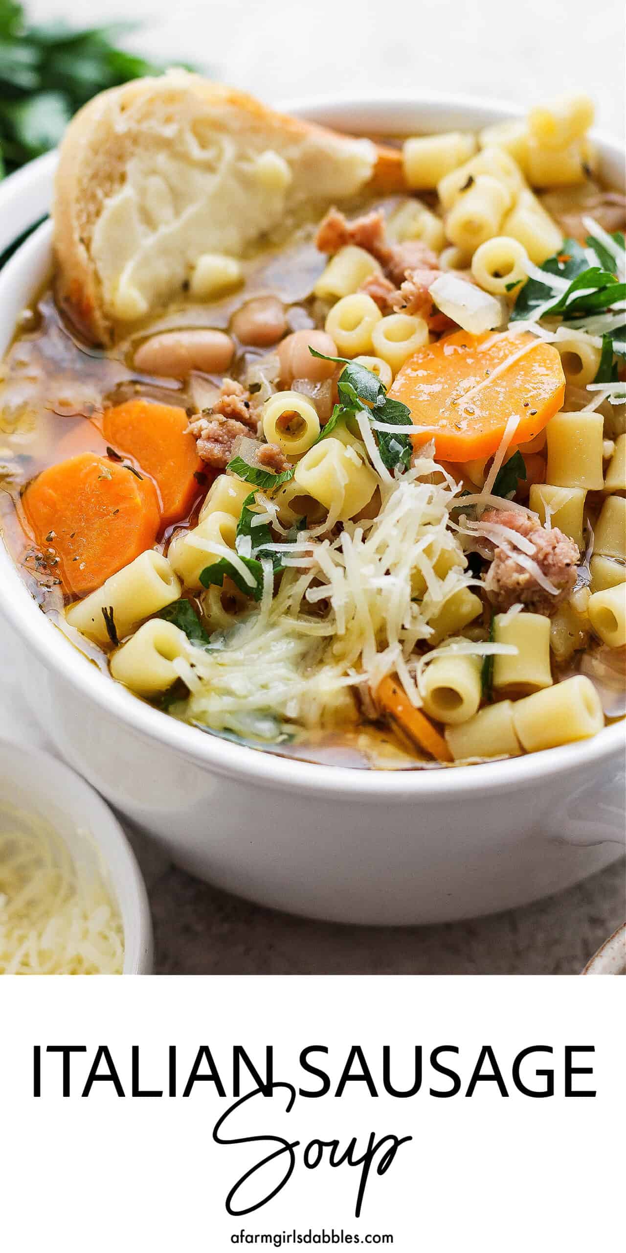 Pinterest image for Italian Sausage Soup