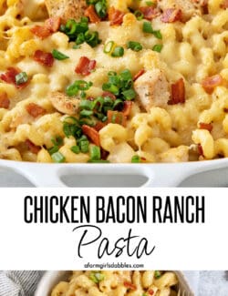 Pinterest image for chicken bacon ranch pasta