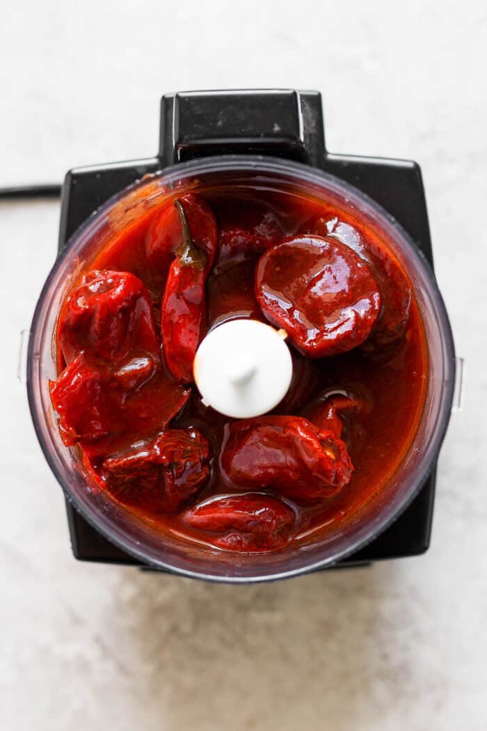 chipotle peppers in a food processor bowl