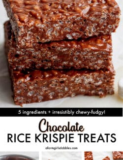 Pinterest image for chocolate rice krispie treats