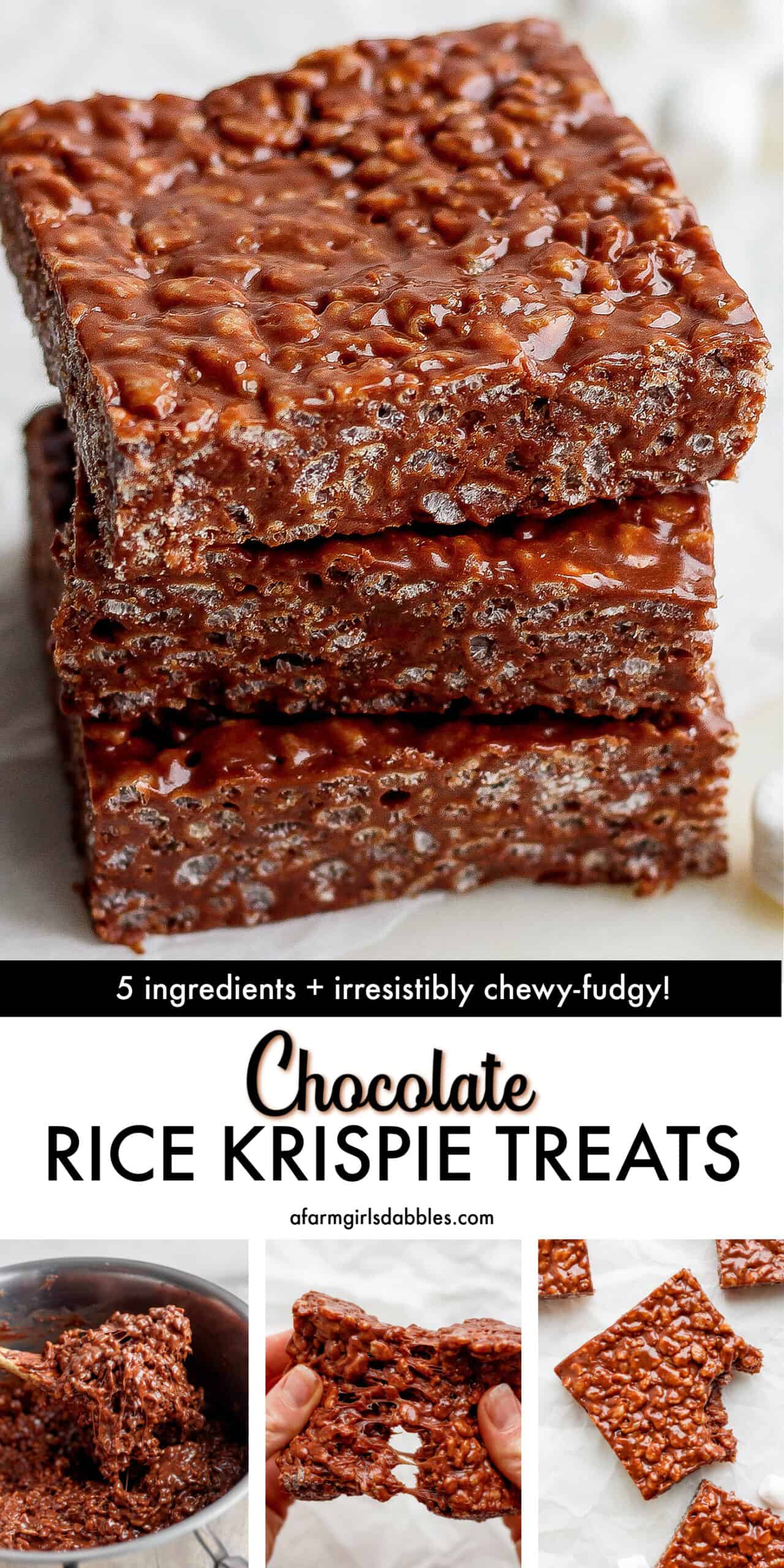 Pinterest image for chocolate rice krispie treats