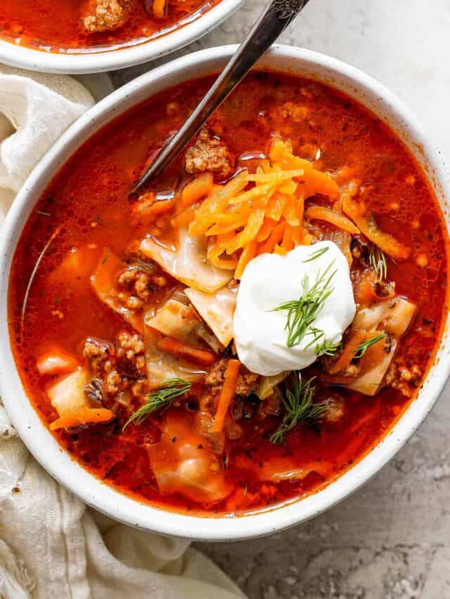 Unstuffed Cabbage Roll Soup a farmgirl's dabbles