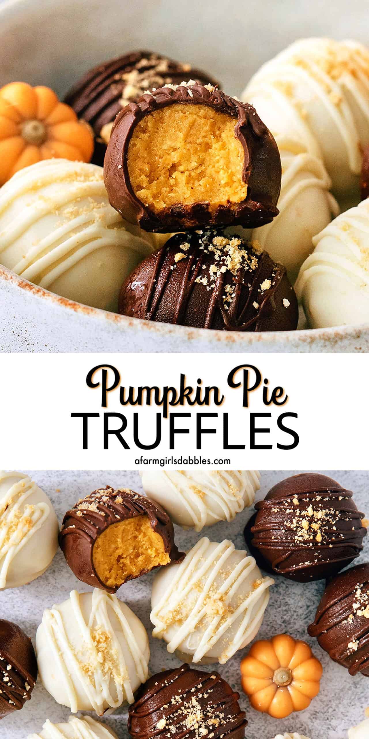 Pinterest image for pumpkin pie truffles