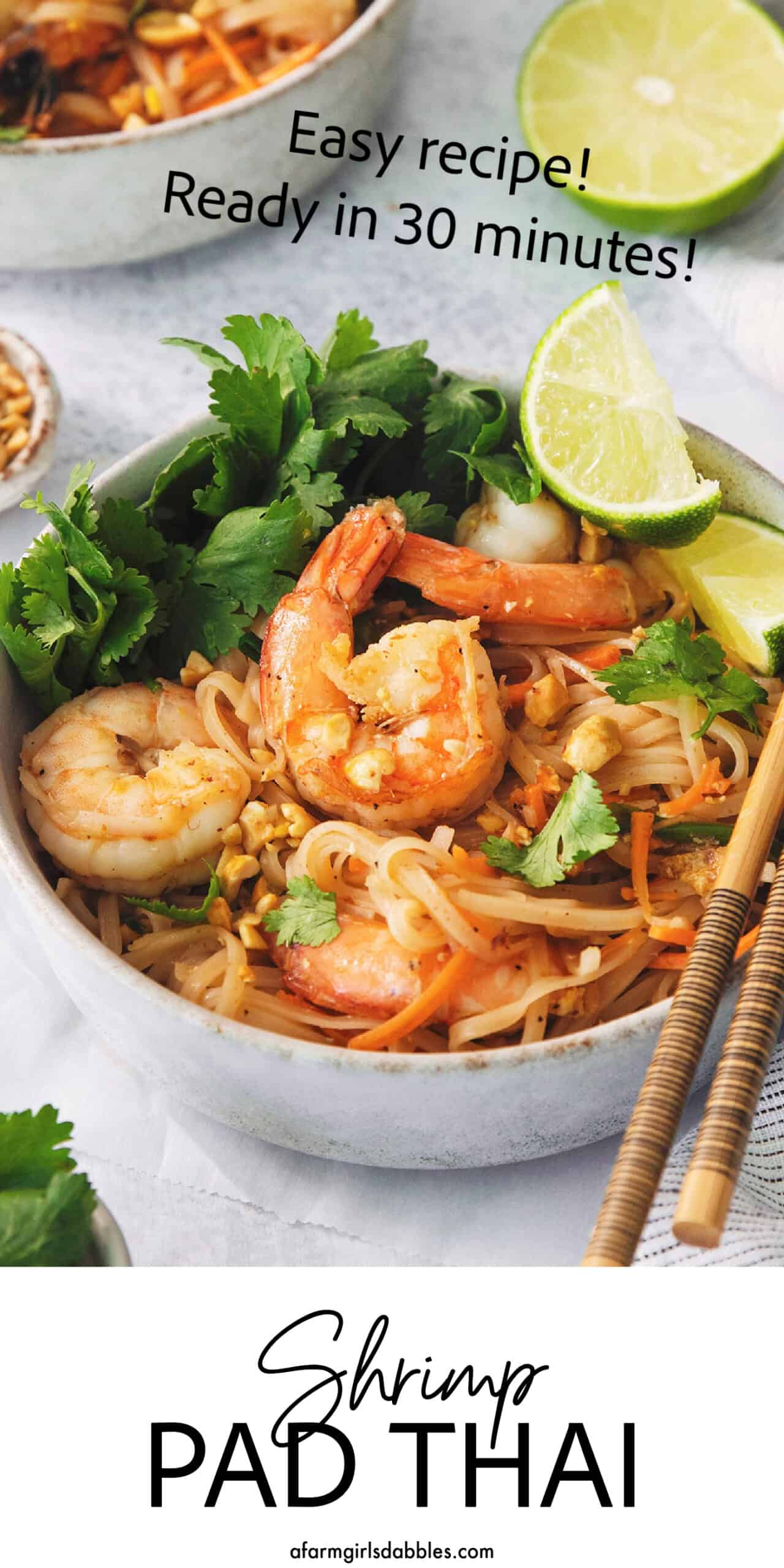 Pinterest image for shrimp pad thai