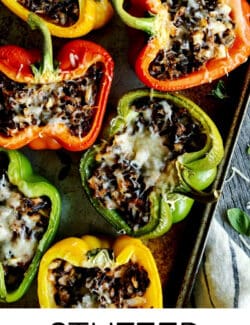 Pinterest image for stuffed peppers with rice