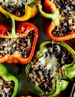 Pinterest image for stuffed peppers with rice