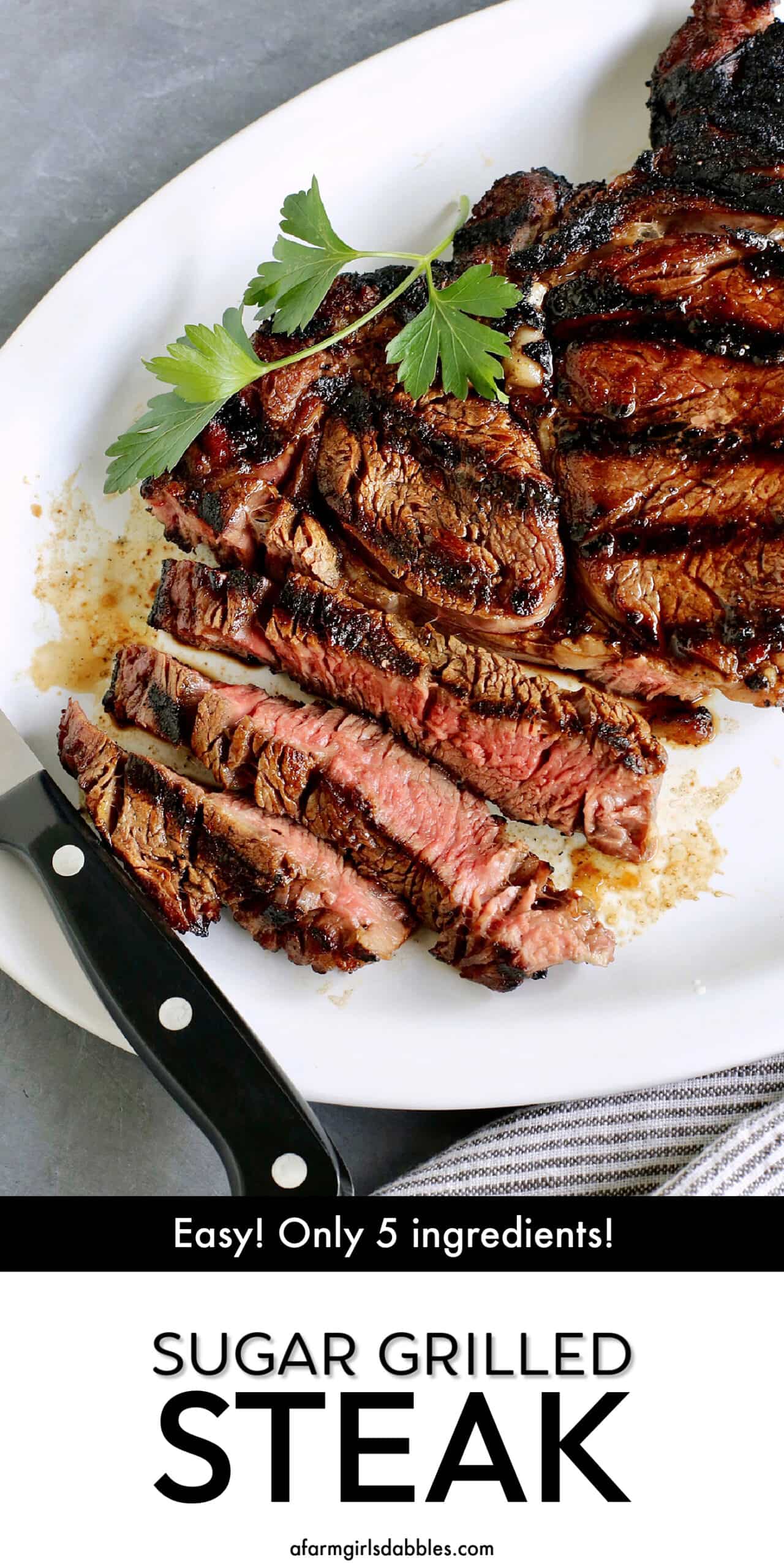 Pinterest image for sugar grilled steak