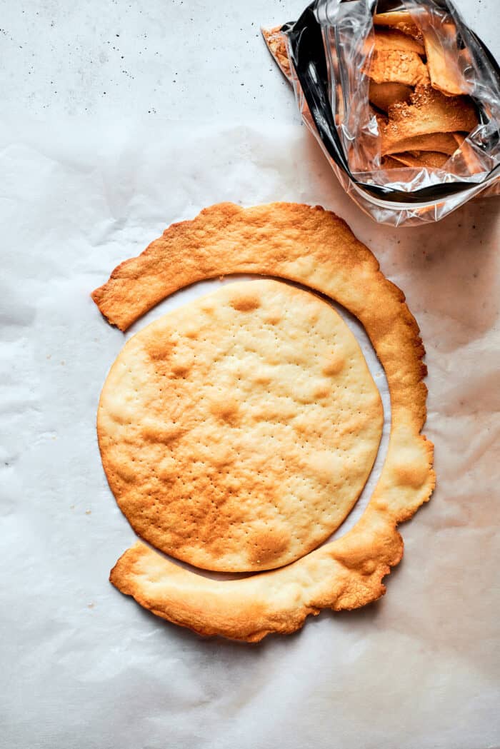 a single baked layer of pastry for napoleon cake