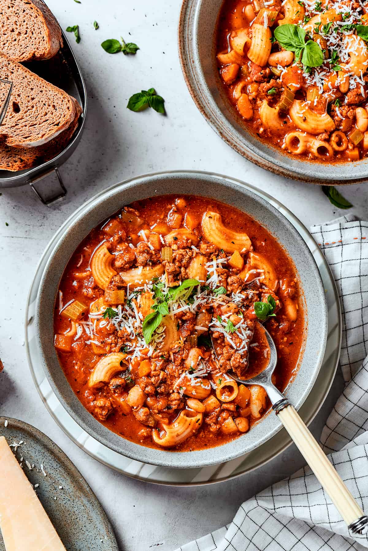 bowls of pasta fazool