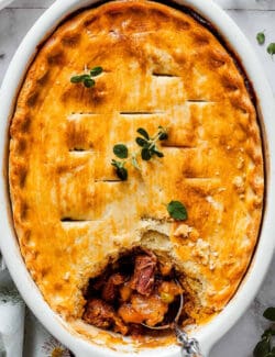 Pinterest image for homemade beef pot pie