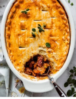 Pinterest image for homemade beef pot pie