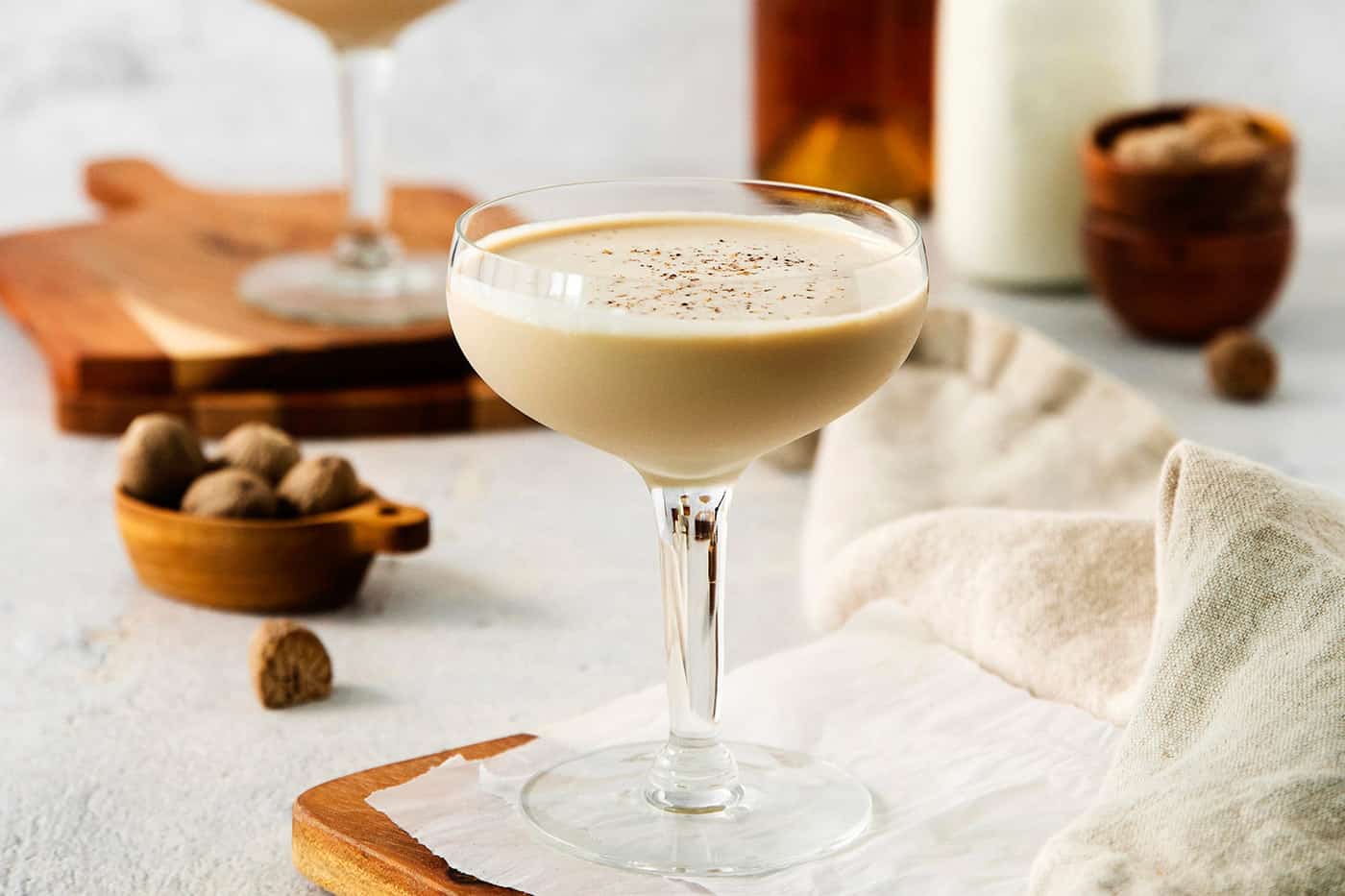 A glass of Brandy Alexander cocktail.