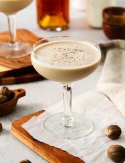 A glass of Brandy Alexander cocktail.