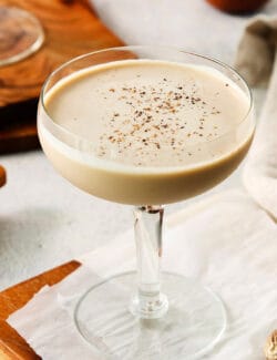 A glass of Brandy Alexander cocktail.