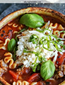 Pinterest image for lasagna soup