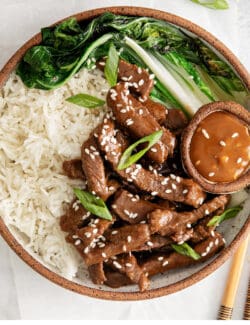 Pinterest image for beef bulgogi rice bowls
