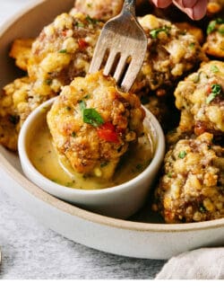 Pinterest image for sausage cheese balls