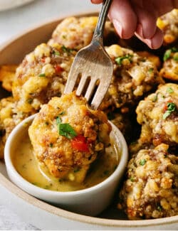 Pinterest image for sausage cheese balls