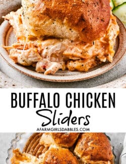 Pinterest image for buffalo chicken sliders