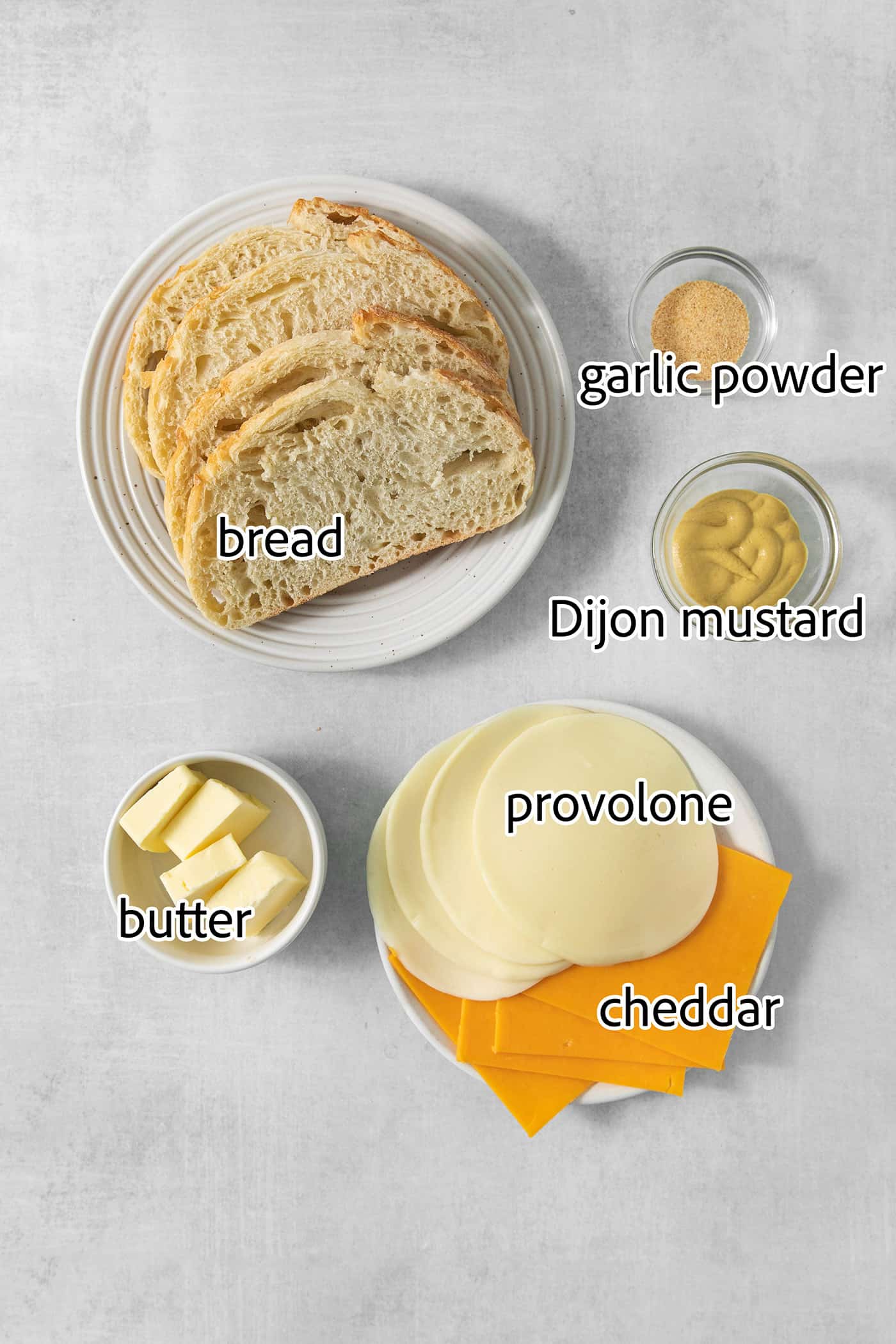 ingredients to make grilled cheese sandwiches in an air fryer
