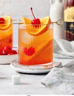 Pinterest image of brandy old fashioned cocktail