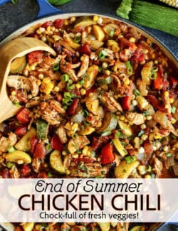 Pinterest image for vegetable chicken chili