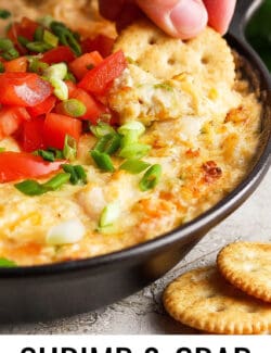 Pinterest image for shrimp and crab dip