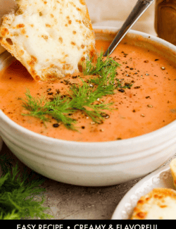 Pinterest image for tomato bisque soup