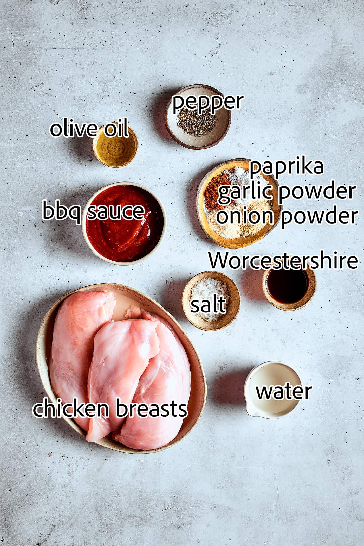 ingredients to make shredded chicken with barbecue sauce