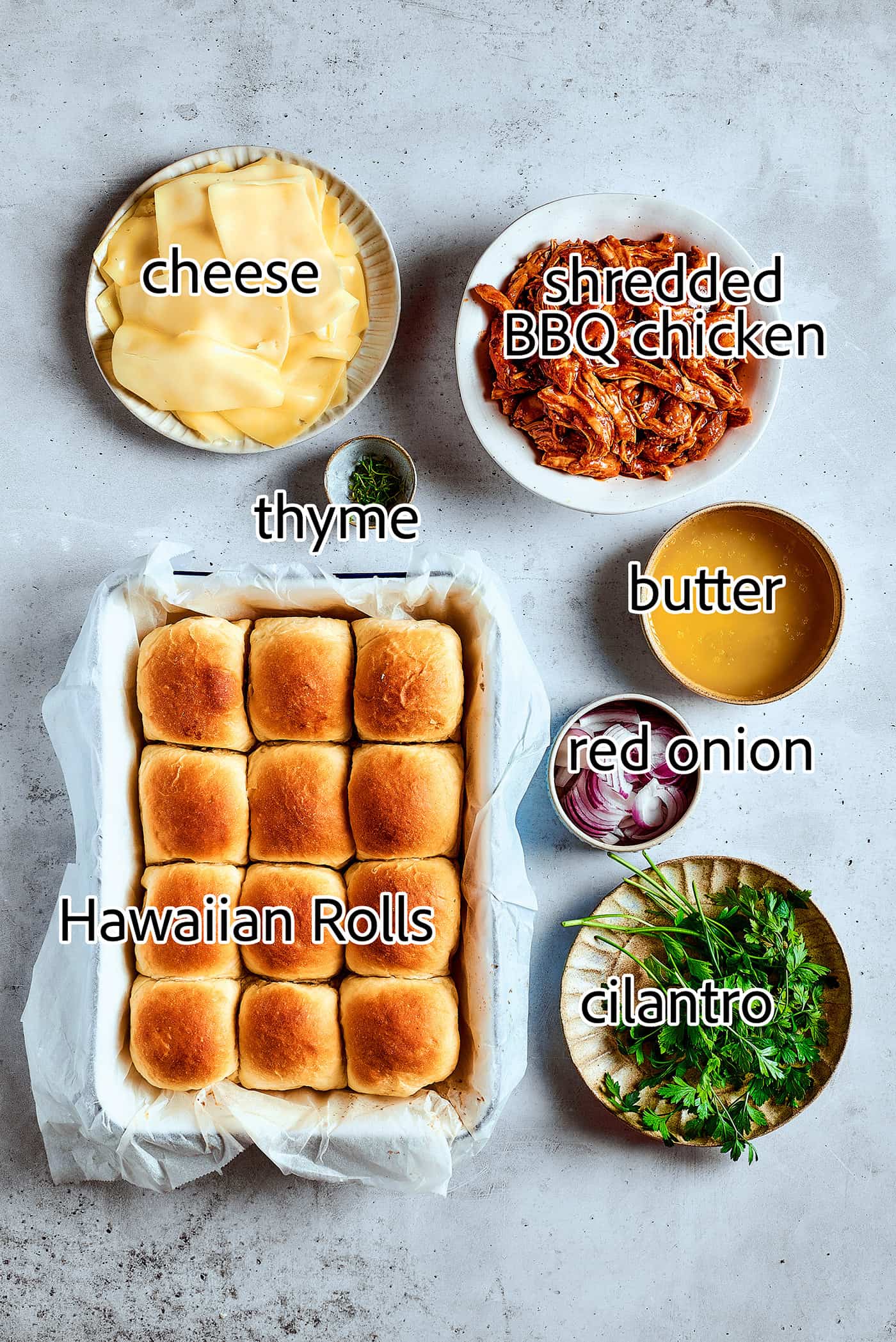 ingredients to make bbq chicken sliders