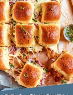 Pinterest image for bbq chicken sliders