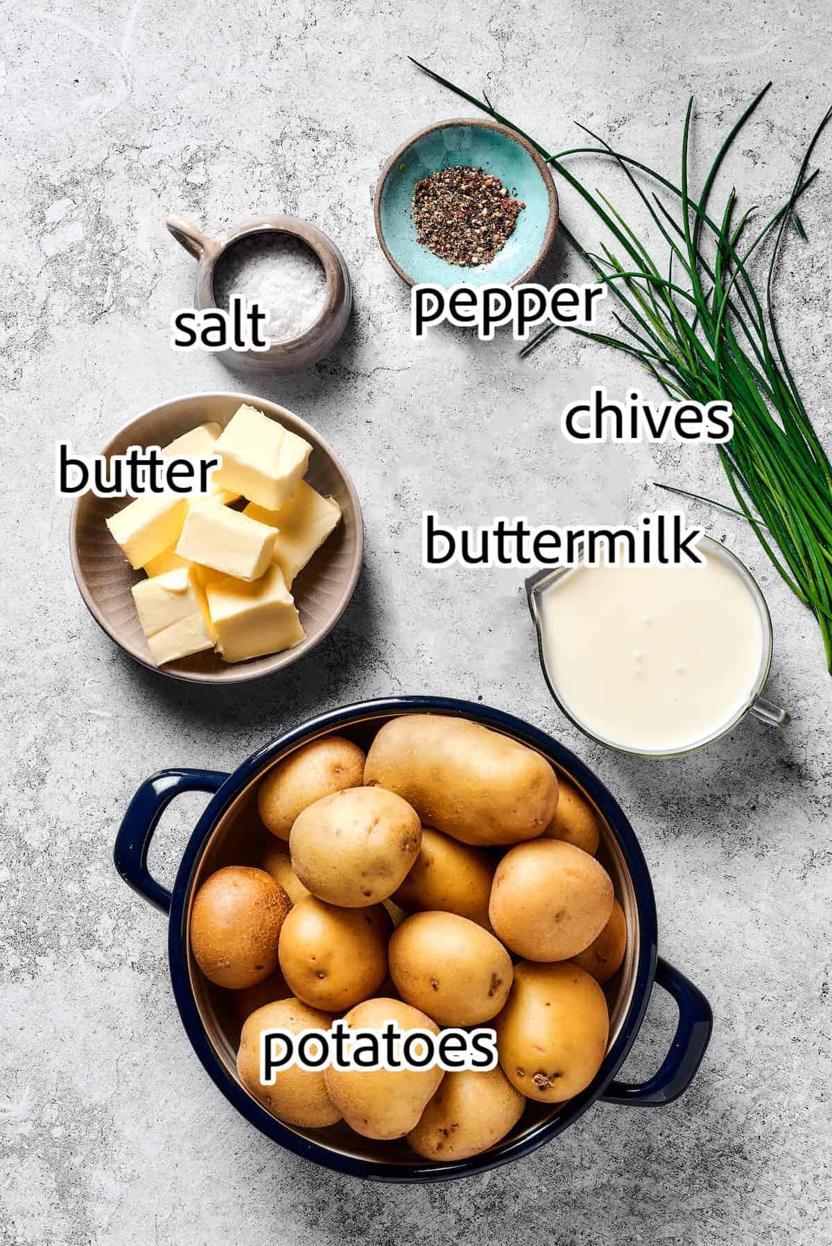 ingredients to make buttermilk mashed potatoes