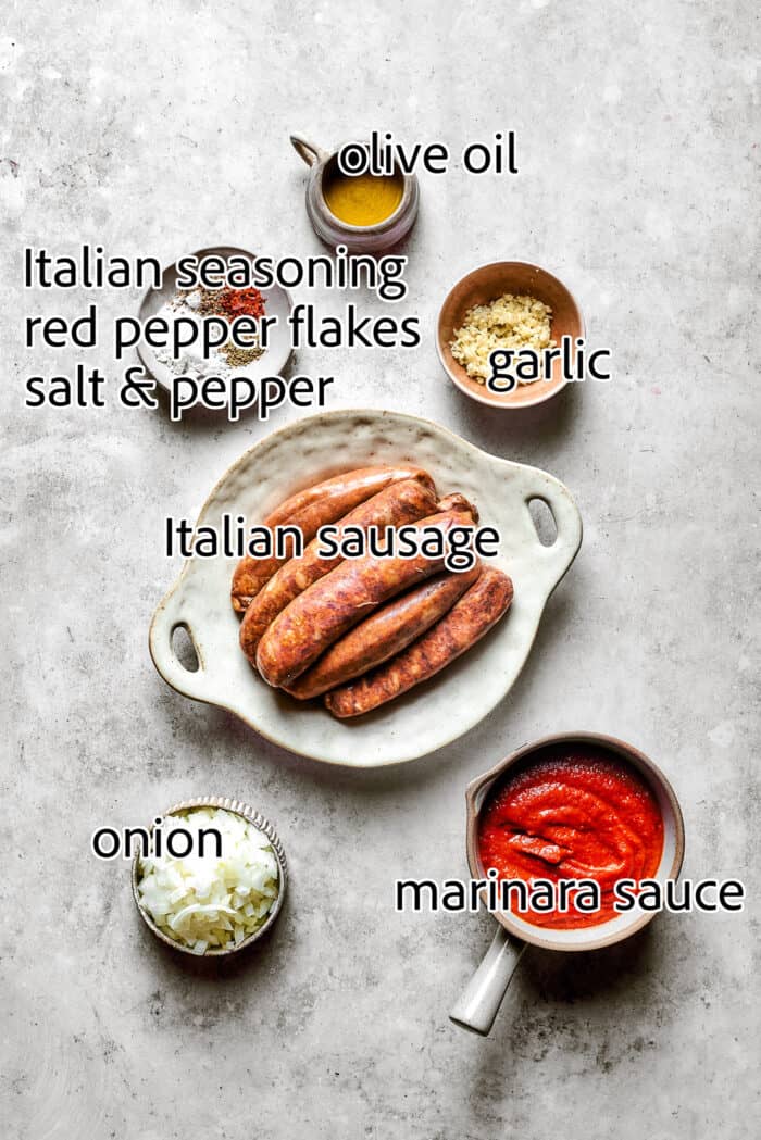 ingredients to make the meat and red sauce filling