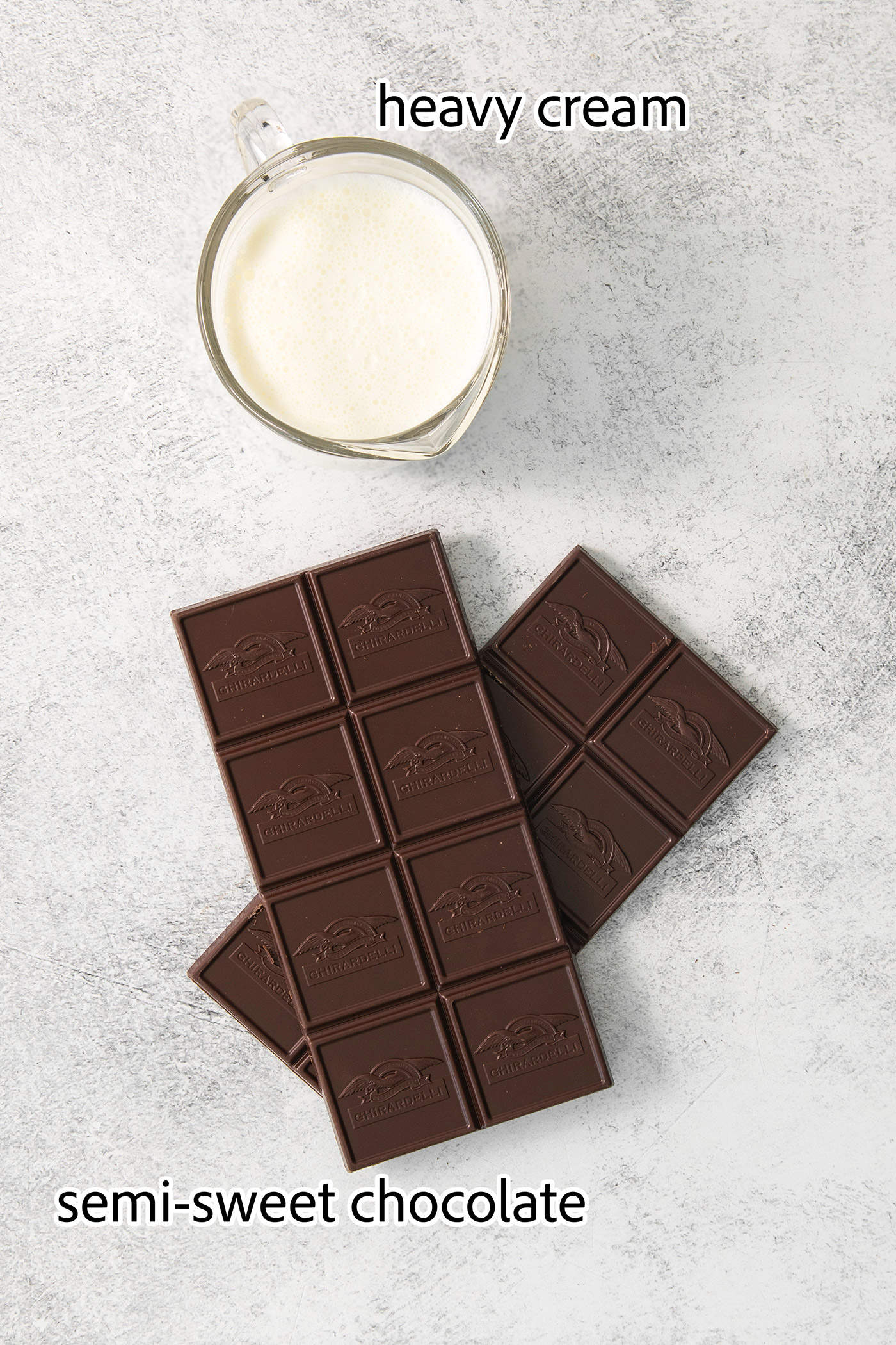 ingredients to make chocolate ganache